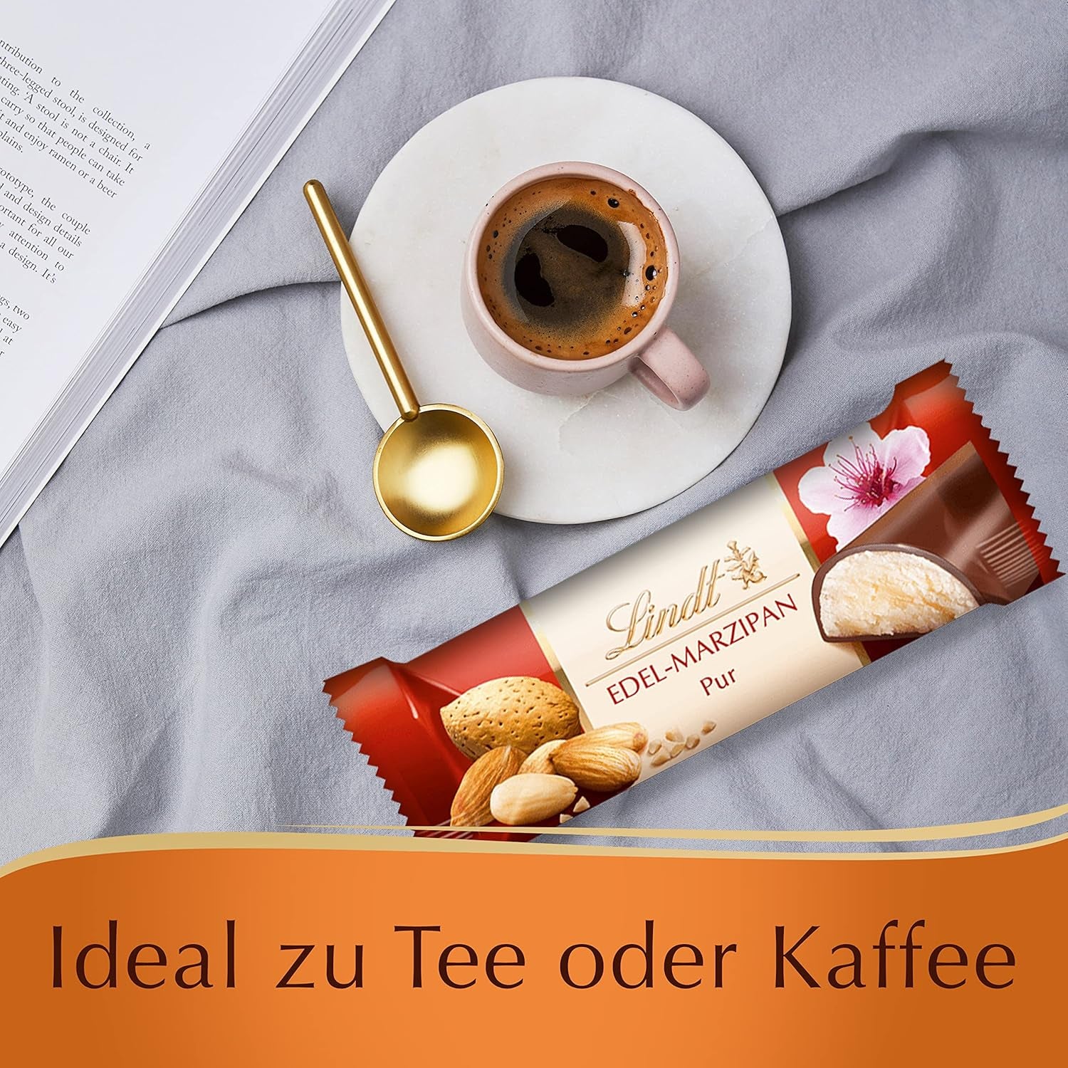 Lindor Čokoláda Top Prezentace | 1718 g a čokoládové tyčinky s marcipánem | 25 barů x 50 g v počítadle | 1250 g | Čistý marcipán potažený hořkou čokoládou | Čokoládové tyčinky