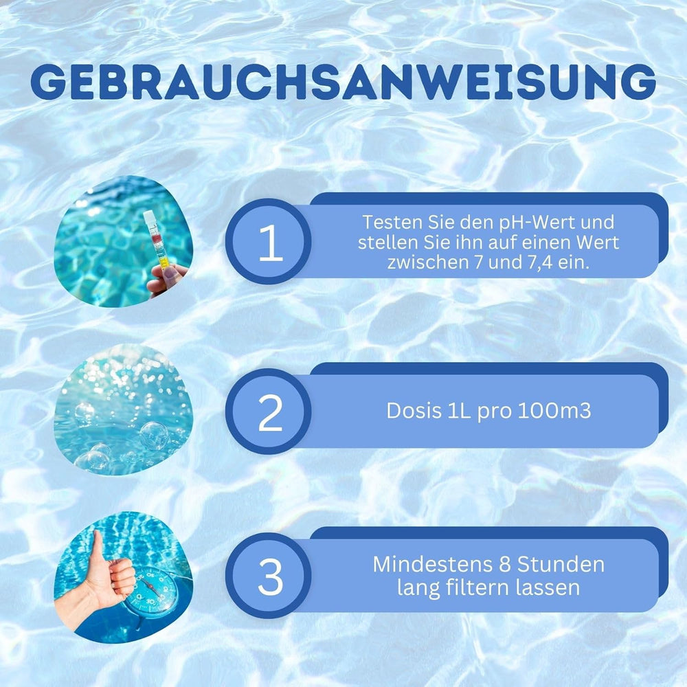 Bazénový flokulant 5L | Bazénový flokulant pro křišťálově čistou vodu | Velmi koncentrovaný a ekonomický | Vhodné pro všechny filtrační systémy | Žádné škodlivé přísady