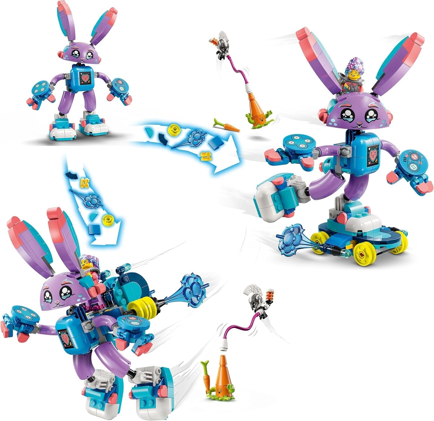 LEGO Dreamzzz Izzie and Bunchurro The Gaming Bunny, jucărie pentru copii 7+, set de joacă 2 în 1 cu Hero Minifigure și Cyberling pentru o experiență de joacă imaginativă 71490 Seturi de constructie Besuche den LEGO-Store