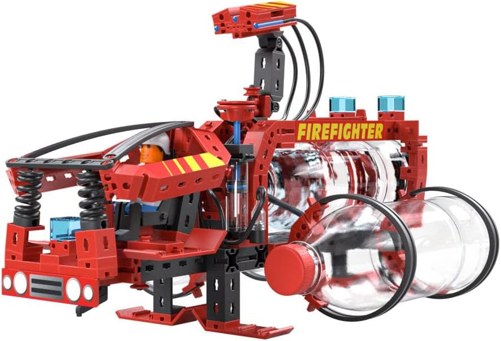fischertechnik 564069 Advanced Firefighter – Bausatz für Kinder ab 7 Jahre, Experimentierbaukasten mit Feuerwehrauto & Spritzfunktion, fördert technisches Verständnis, Schwarz, Mittel