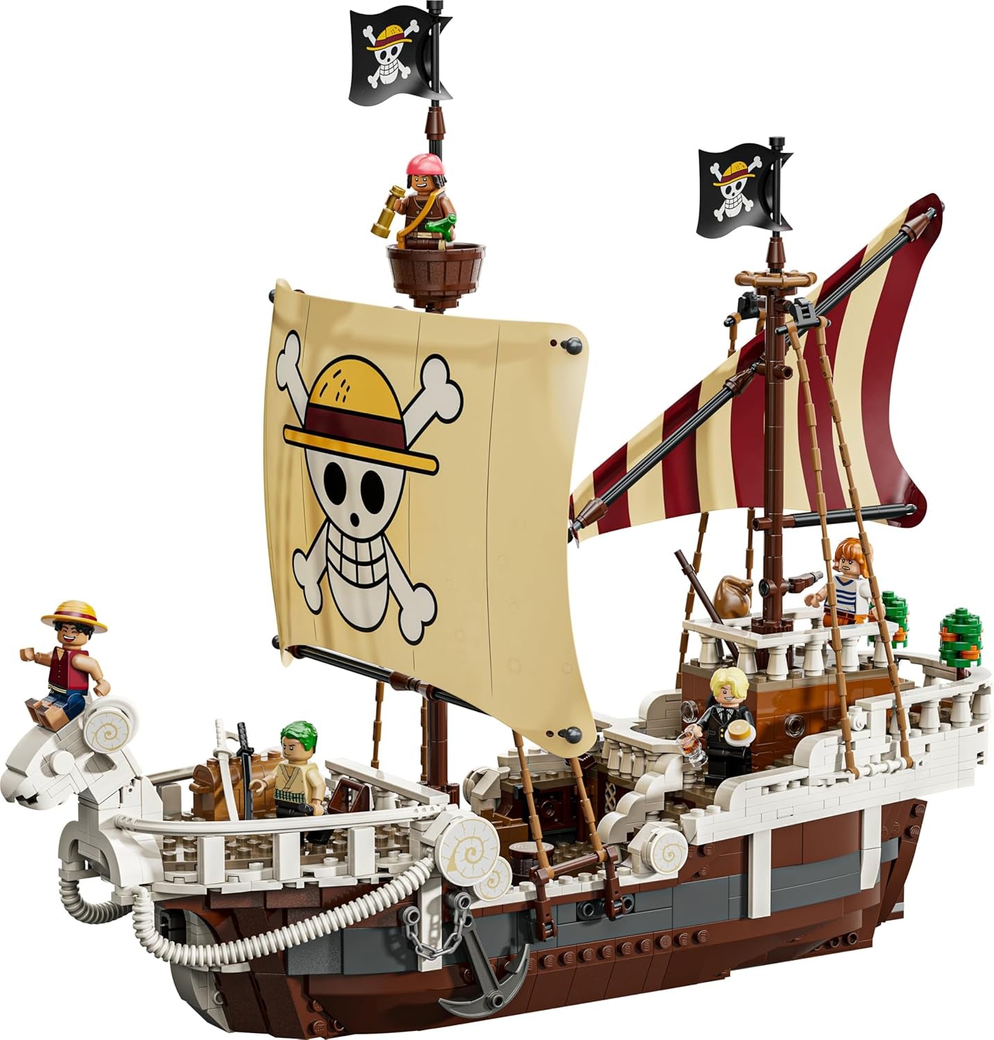 LEGO ONE PIECE - Das Piratenschiff Flying Lamb (Going Merry) - Hra s 5 minifigurkami - vč. Luffy, Zoro & Nami - Spielzeug zum Bauen - Geschenk für Jungen, Mädchen & Fans ab 10 Jahren - 75639