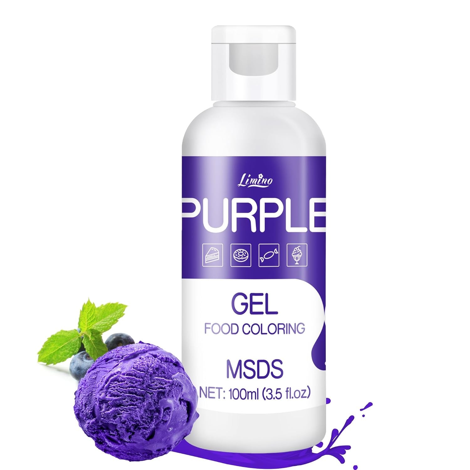 Colorant alimentar în gel - 100 ml, coloranți alimentari în gel pentru prăjituri, copt, fursecuri, macaroane - Colorant alimentar concentrat fără zahăr pentru decorarea torturilor, băuturi, ouă de Paște, slime DIY (alb)