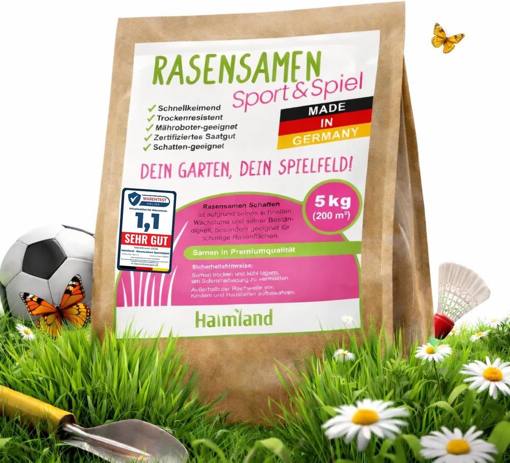 SEHR GUT Getestet | Rasensamen Schnellkeimend 1Kg Für 40M² | Frühjahr Sport Und Spiel Rasen | Grassamen Trockenresistent Für Rasensaat Und Nachsaat