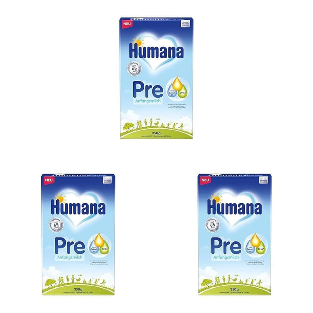 Initial PRE Human Milk, od narození, sušené mléko pro kojence, pouze s DHA a laktózou, 750 g Naty Shop 3 x 350 g Sušené mléko