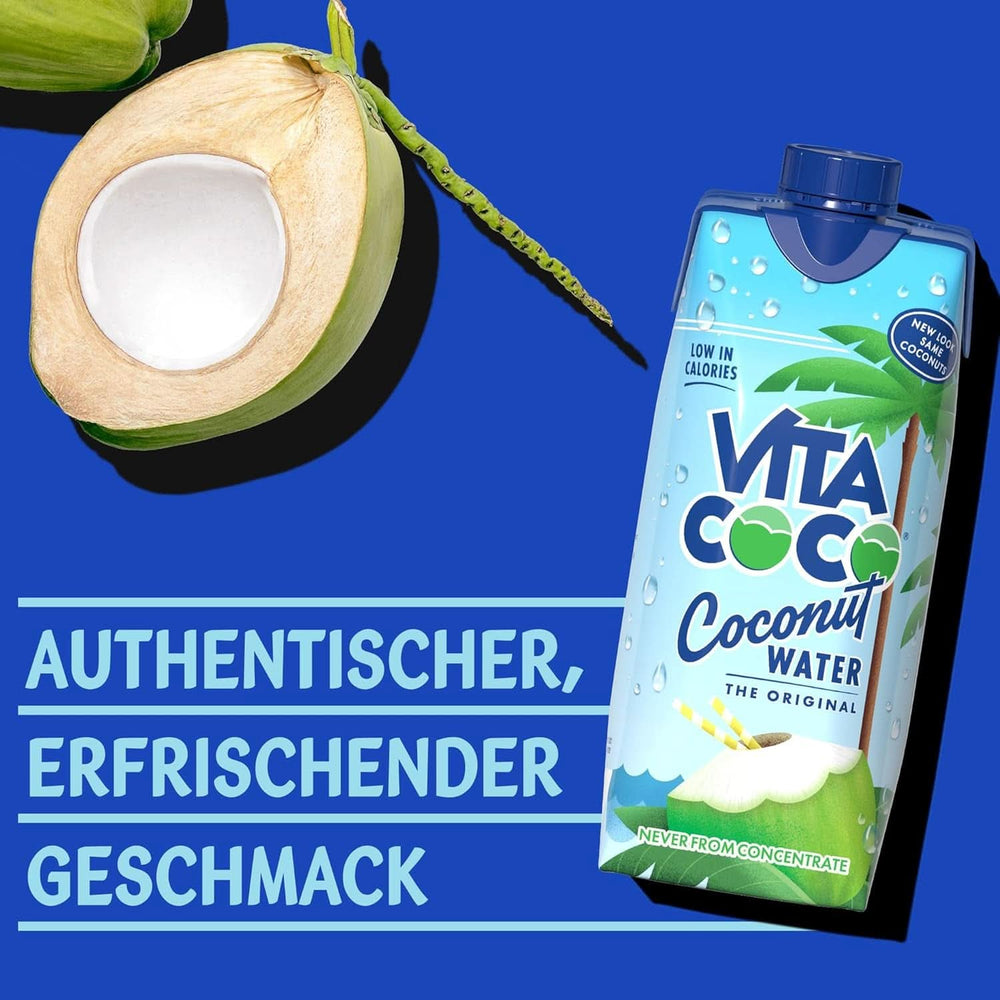 Vita Coco Pure Coconut Water 12 X 330 ml, přírodní hydratační krém s elektrolyty, bezlepkový, plný vitamínu C a draslíku Nealkoholické nápoje Naty Shop