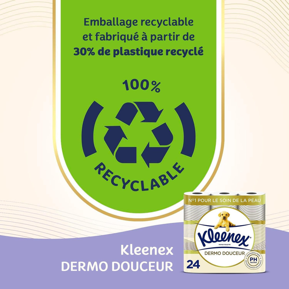 KLEENEX Dermo Douceur 4230420 Hârtie igienică, 24 role (4 X 6 role) alb, 24 Unité (Lot De 6)