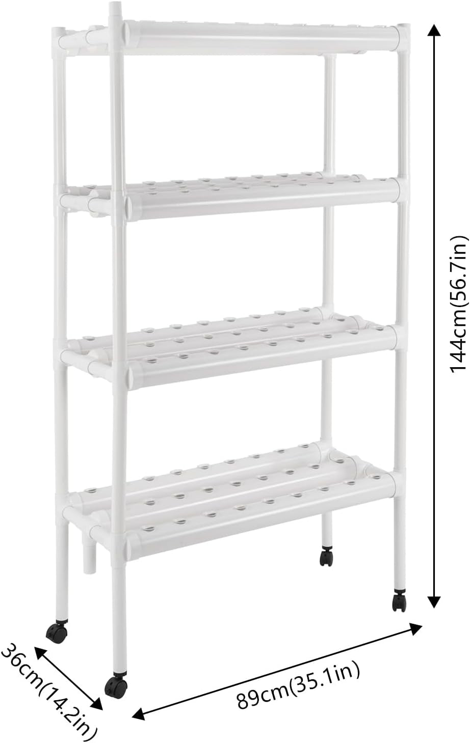 Sada pro hydroponické pěstování se 108 místy pro výsadbu, 4 úrovněmi s vodní pumpou. Hydroponický systém vyrobený z potravinářských PVC-U trubek pro domácí, balkónovou, zahradní a balkónovou zeleninu.