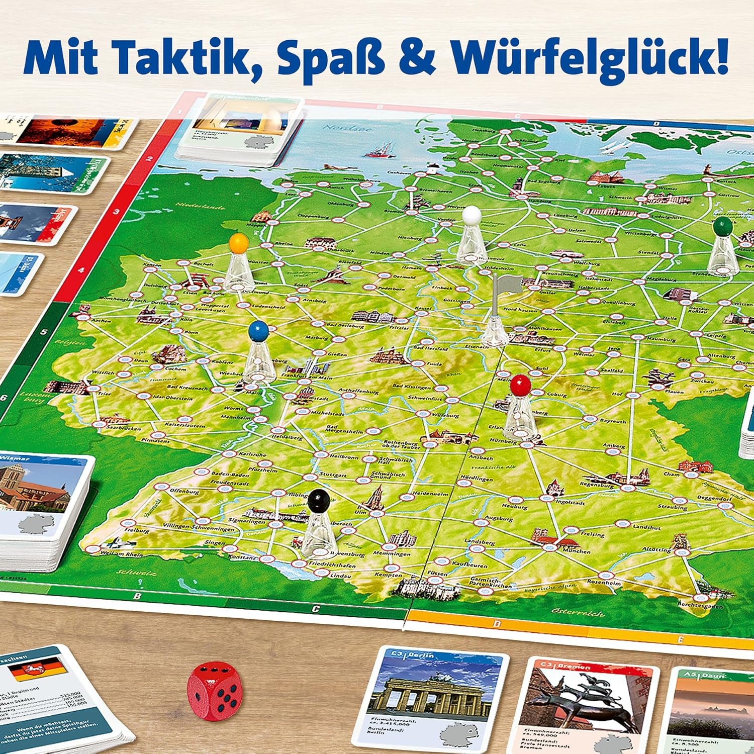 Ravensburger Family Game 26492 – Tour of Germany – rodinná klasika, věk 8+ – párty hra, Německo Cestování, desková hra až pro 6 hráčů, věk 8+