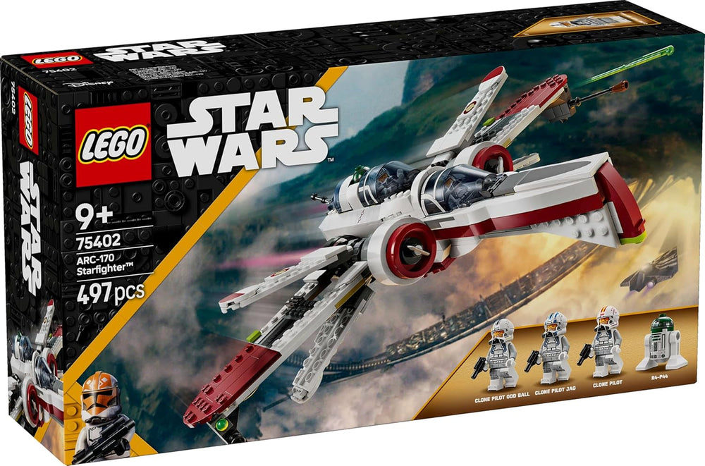 Hračka LEGO Star Wars 75402 ARC-170 Starfighter se 4 minifigurkami včetně klonového pilota a droida R4-P44, sběratelský předmět, dárek pro pomstu fanoušků Sithů a stavebnice pro kluky a dívky starší 9 let Beuche den LEGO-Store