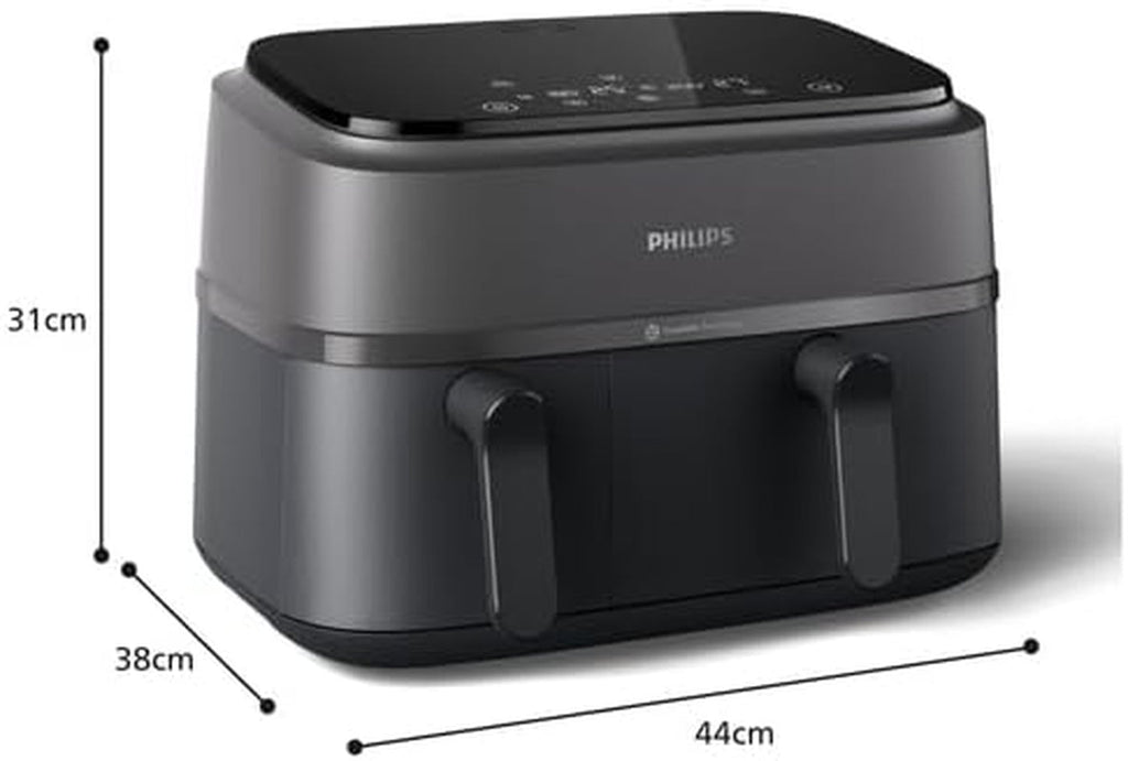 Philips Airfryer Dual Basket 3000 Series, 9L, 2 coșuri, 2 feluri de mâncare gata în același timp, tehnologie Rapidair plus cu aer cald Electrocasnice Naty Shop