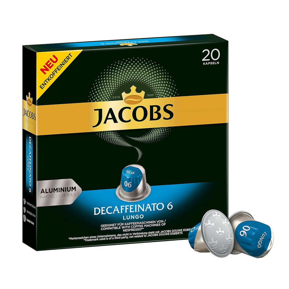 Jacobs Kaffeekapseln Guten Morgen XL Intense - 10er Pack (10 x 20 Getränke) & Kaffeekapseln Lungo Decaffeinato- Intensität 6- 200 Nespresso kompatible Kapseln, 10er Pack, 10 x 20 Getränke