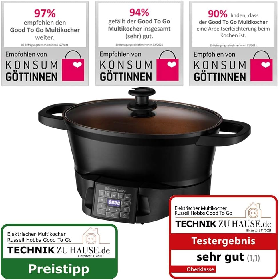 Multicooker Russell Hobbs 6,5L, digitální displej, 8 funkcí vaření Pomalý hrnec Naty Shop