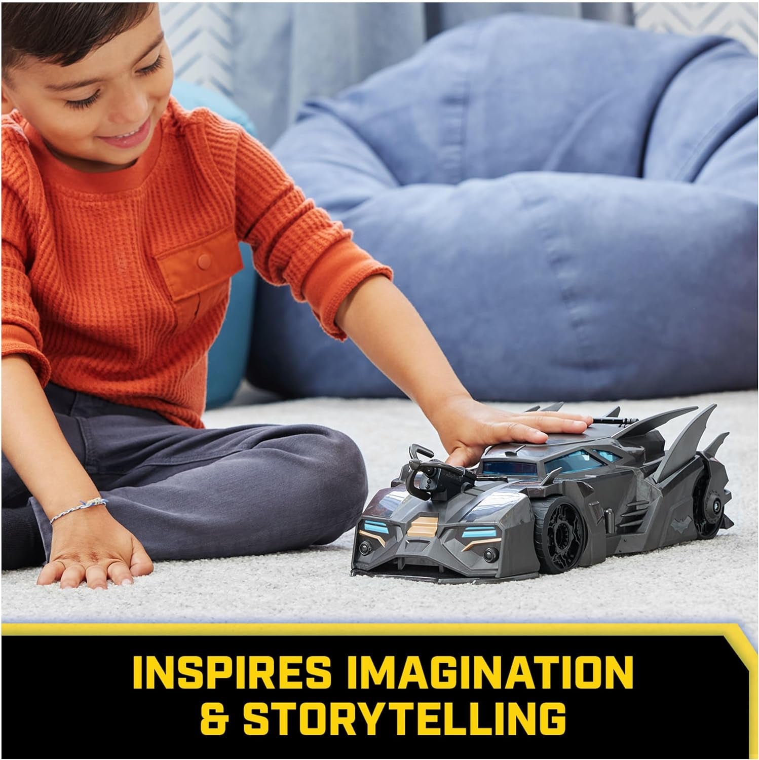 Batmobil DC Comics Batman Offroad Batmobil s katapultem s hákem a mřížkou vzadu Včetně 10cm figurky Batmana pro fanoušky superhrdinů od 4 let Akční figurky Naty Shop