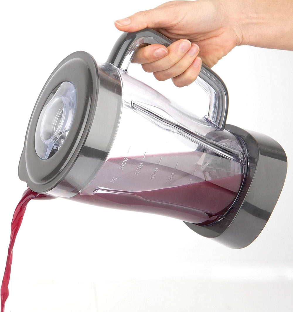 BLACK+DECKER Stolní mixér | 500W | 2 rychlosti | Pulzní funkce | Glaskrug | 1,5L | Edelstahlmesser Mit 4 Klingen | Herausnehmbar Und Leicht Zu Reinigen | Weiß Und Grau Kitchen Naty Shop