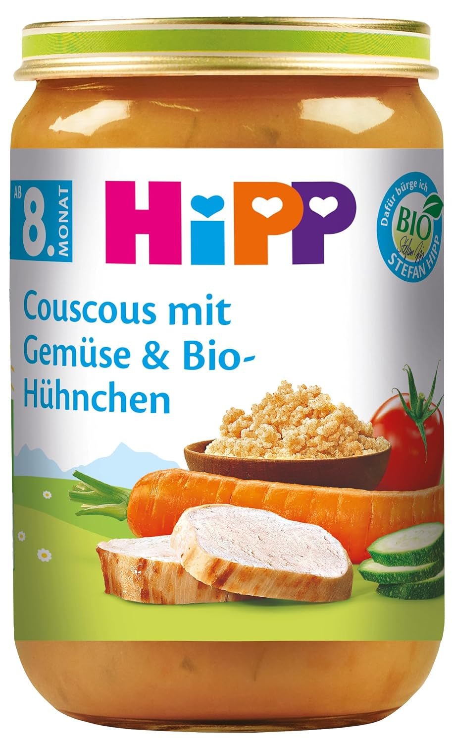 HiPP kuskus se zeleninou a bio kuřecím masem, balení 6 ks (6 x 220 g)