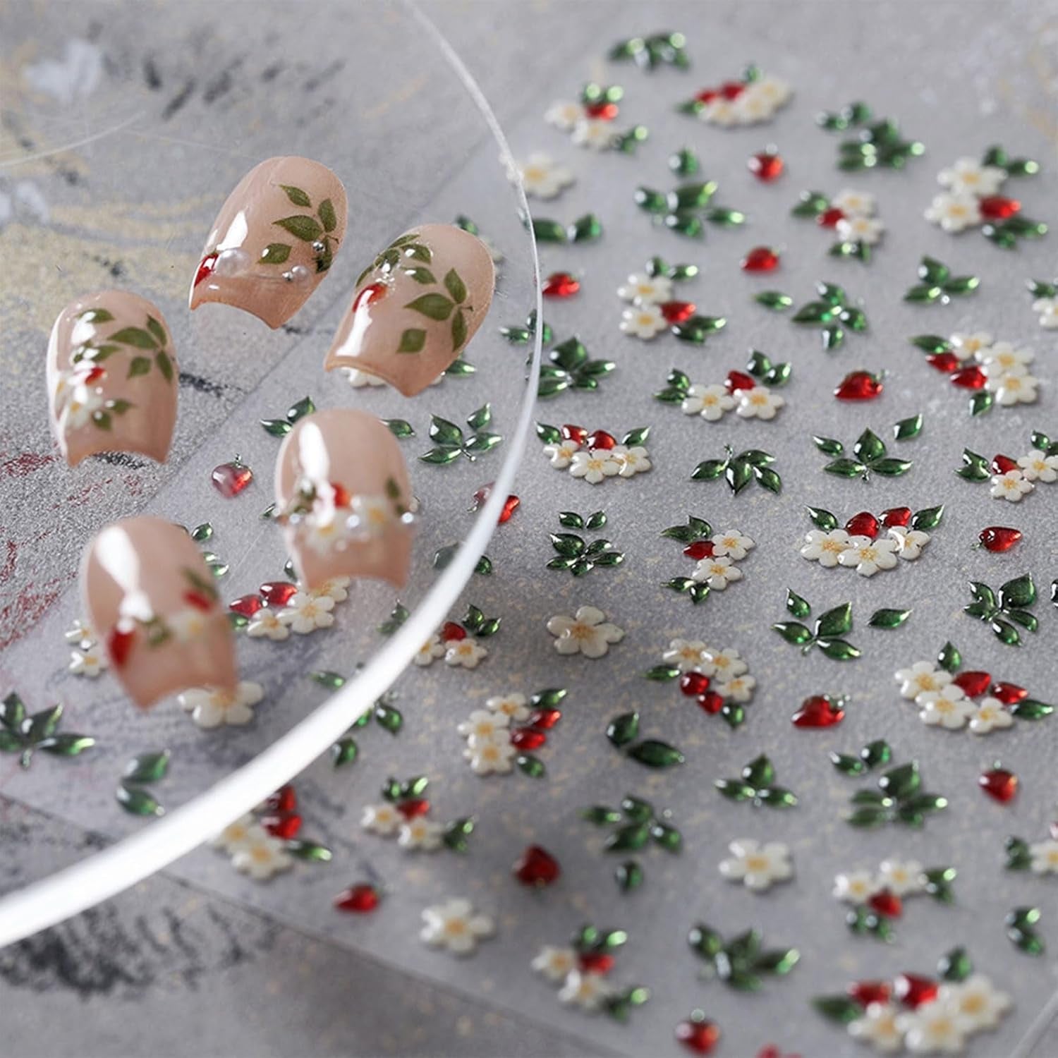 JMEOWIO 3D Nagelsticker Blume Nerdbeerenail Art Sticker Selbstklebend Nagelaufkleber 5D Stereoskopisch Dekoration Nageldesign Zubehör 1 Blatt