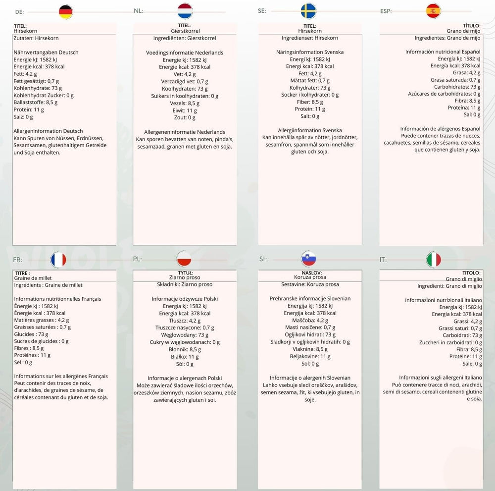 Zemité celozrnné proso - bez GMO - přírodní - veganské - bez mléka - bez přidaného cukru - 1 kg
