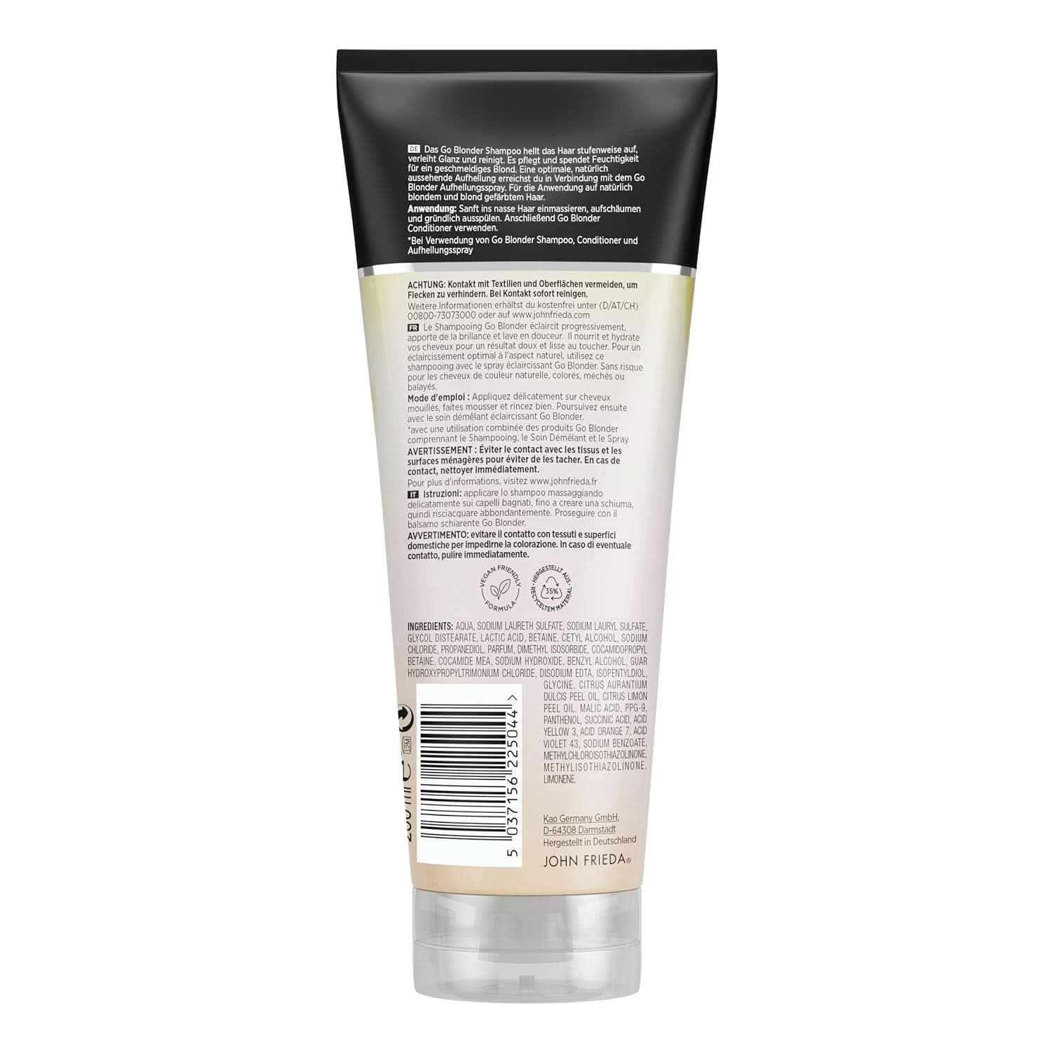Șampon John Frieda Sheer Blonde Go Blonder, 250 ml Duș și baie Naty Shop