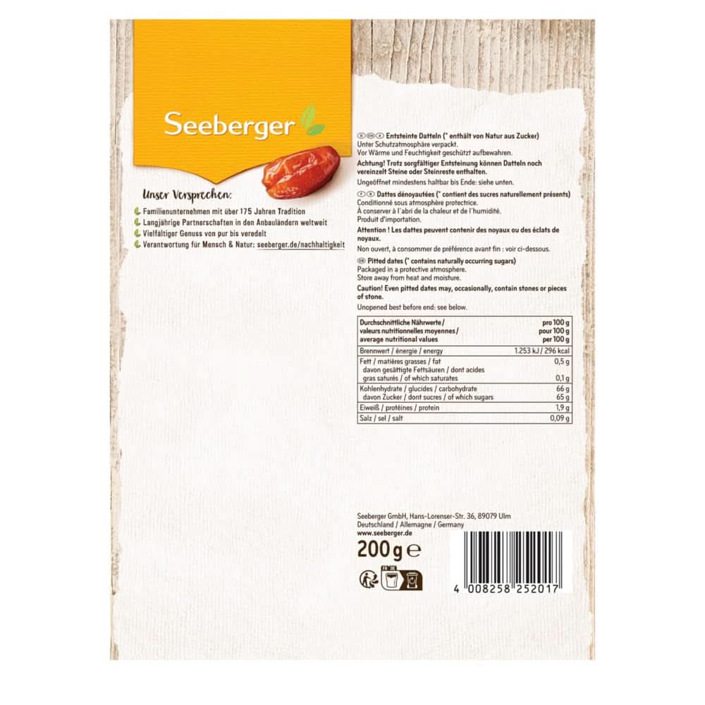 Seeberger Curmale dulci cu miere, cu pulpă cremoasă, 13 x 200 grame Produse deshidratate Naty Shop