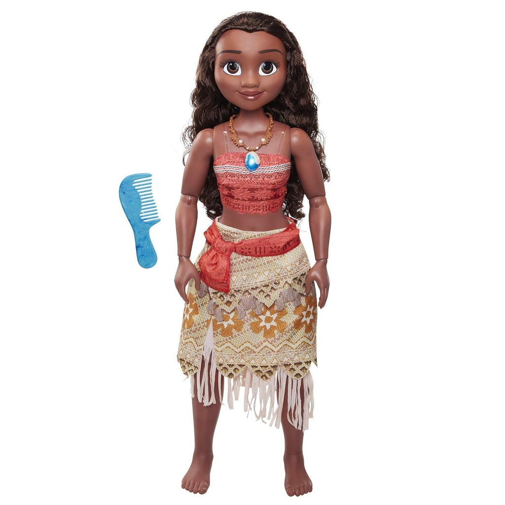 Disney Princess Vaiana, păpușă de joacă înaltă de 80 cm de la Jakks Pacific, păpușă mobilă, cu perie pentru a-și pieptăna buclele ondulate, rochie inspirată de film, colier detașabil cu pandantiv Papusi Naty Shop Titlu implicit