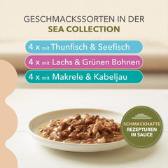 IAMS Delights Sea Collection Hrană Umedă pentru Pisici fără Cereale - Pachet Multiplu cu Varietăți de Pește în Sos, Hrană Umedă fără Cereale pentru Pisici de la 1 An, 12 x 85g