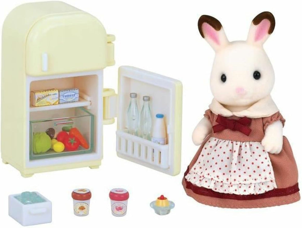 Sylvanian Families 5014 Schokoladenhasen Mutter mit Kühlschrank - Puppenhaus Spielset Mehrfarbig