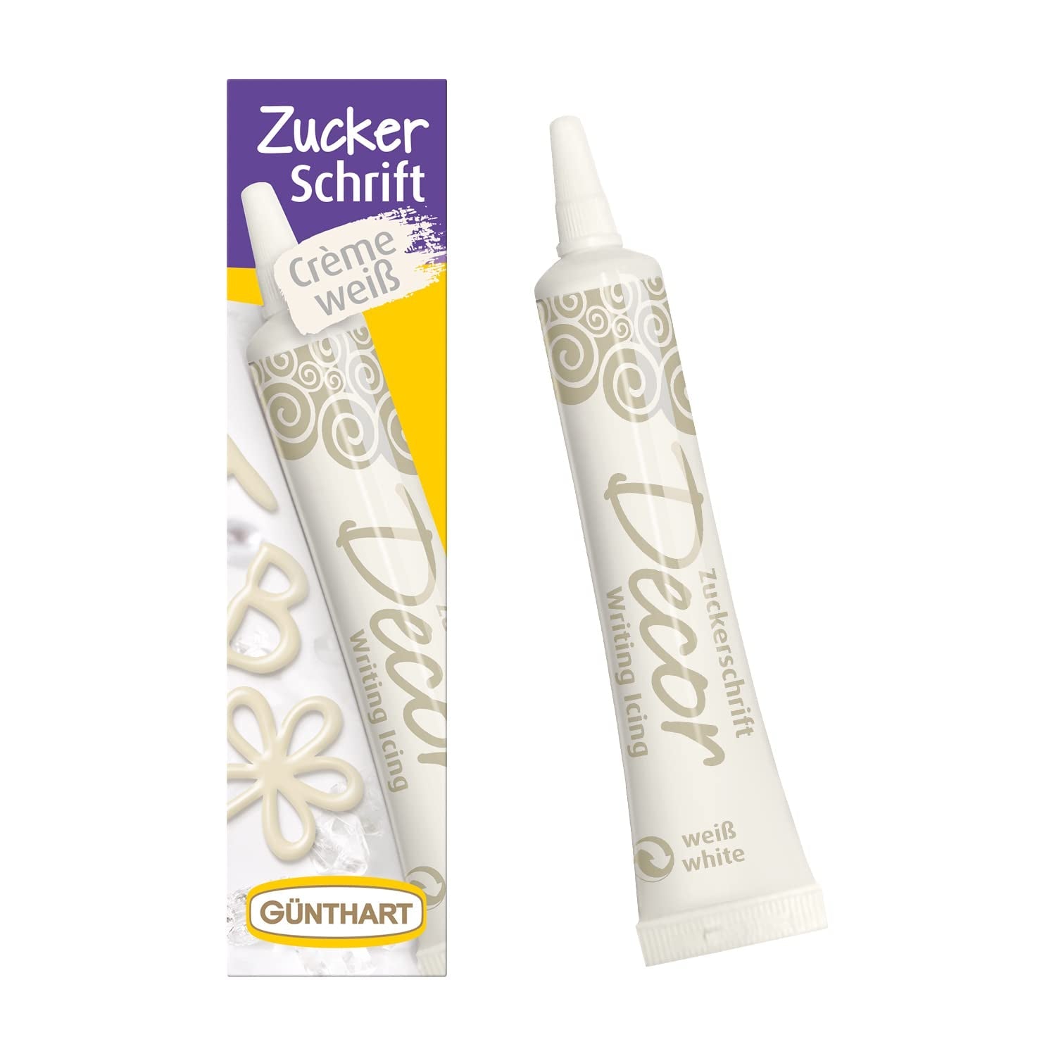 Günthart Backdecor 25 g Zahăr cu litere AUR Pentru toate deserturile în culoare aurie Fabricat din zahăr pentru litere și modele frumoase, 1 pachet (25 g)
