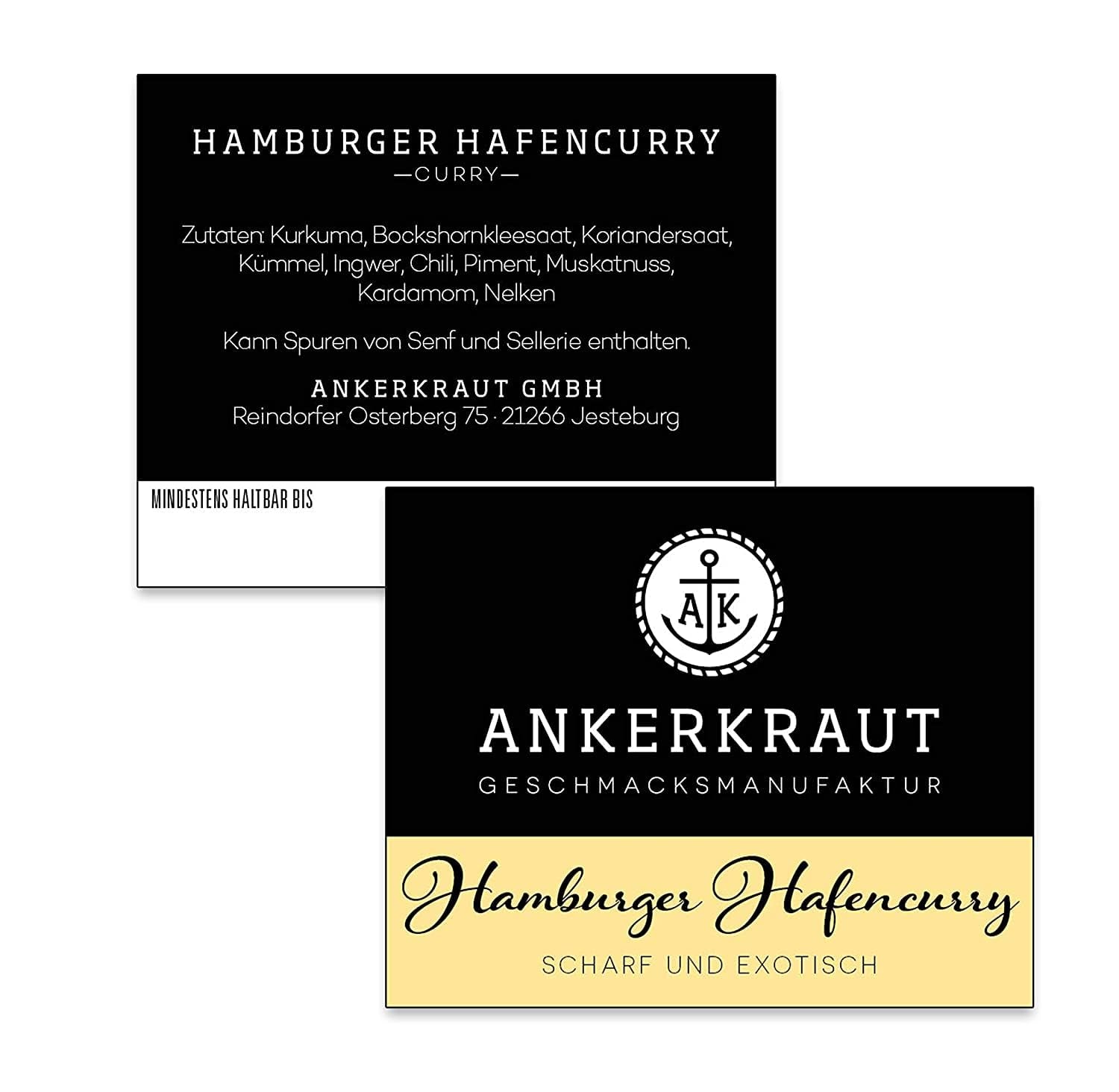 Ankerkraut Hamburger Hafencurry, Curry Gewürz ohne Salz, lecker würzen, einfach kochen, 150 g v aromadichten Beutel