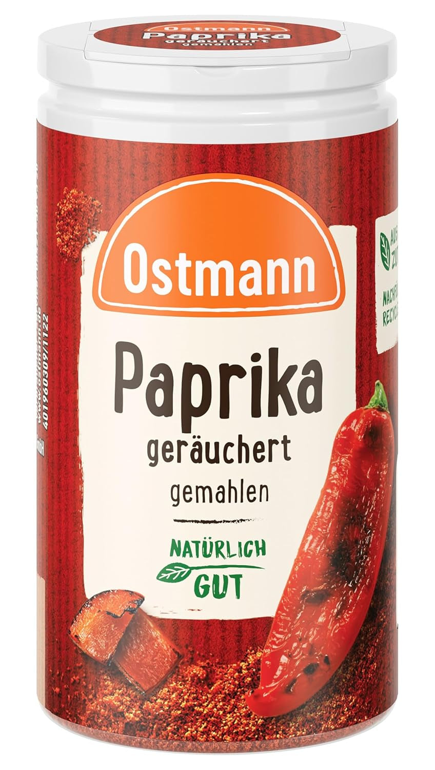 Ostmann Gewürze - Paprika geräuchert | Rauchiges Aroma für Bratkartoffeln, Gulasch nebo Rührei | 35 g v Der Streudose