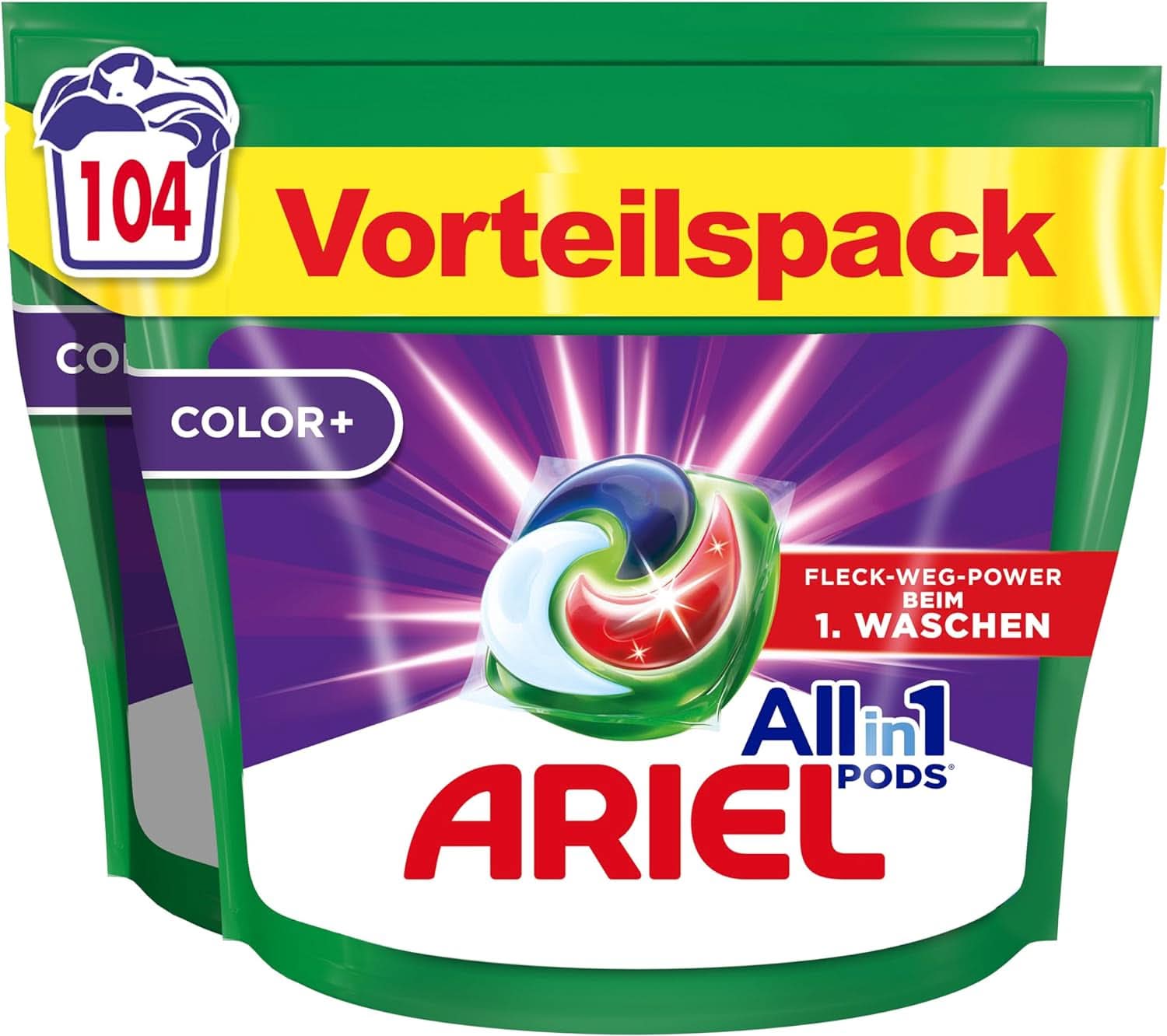 Detergent Ariel PODS All-In-1, 104 pods, detergent rufe colorate, curățenie strălucitoare Detergenti Rufe Naty Shop Model Clasic