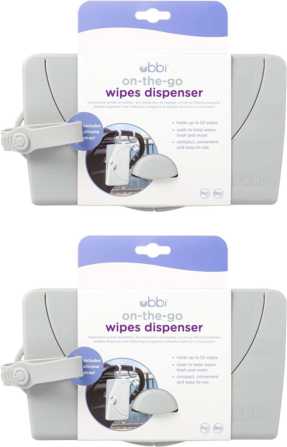 Držák na ubrousky Ubbi on-the-Go Dárek pro miminka, šedé Dětské vlhčené ubrousky Naty Shop