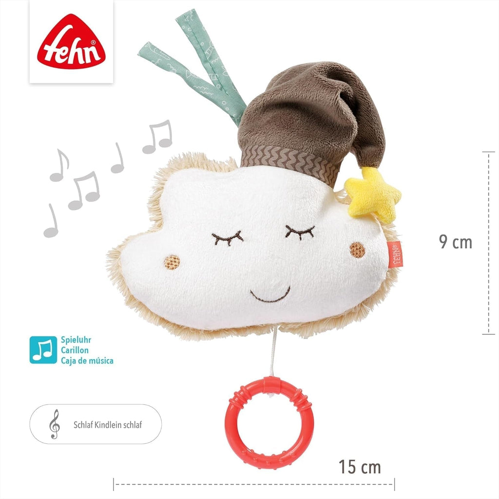 Fehn music box baby sleep aid cloud - jucărie de pluș cu melodie blândă de ajutor pentru somn "Schlaf Kindlein schlaf" - jucărie pentru copii pentru mers și acasă - jucărie muzicală pentru bebeluși și copii mici Jucarii Bebe Naty Shop