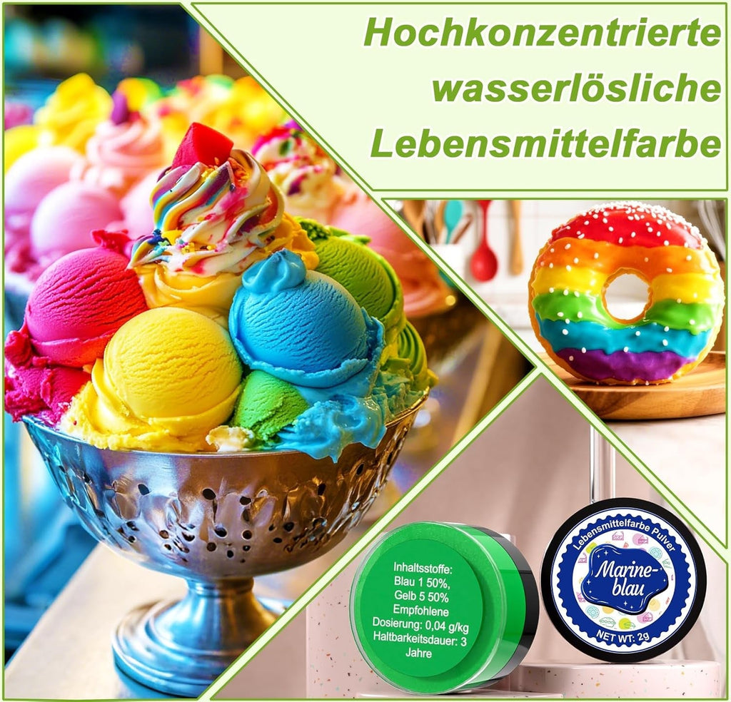 Colorant alimentar pudră - 24 coloranți alimentari foarte concentrați, coloranți alimentari vibranți pentru prăjituri, macaroane, fondant, gătit, glazură, cremă de unt, fursecuri - 2 g (fiecare)