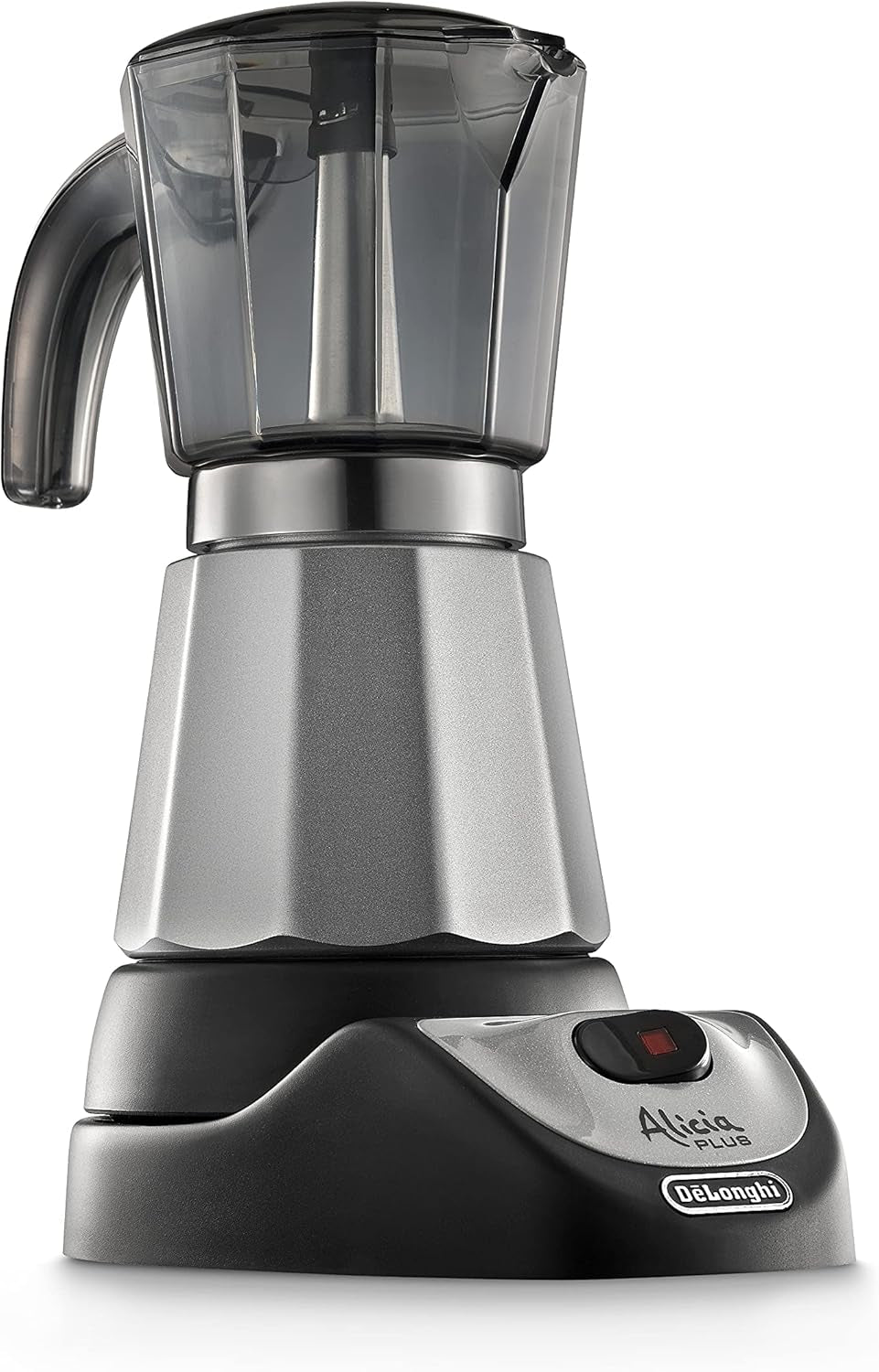 De'Longhi Alicia Plus EMKM6.B Oală Moka (rotativă la 360°, 550 W) Argintiu-Negru