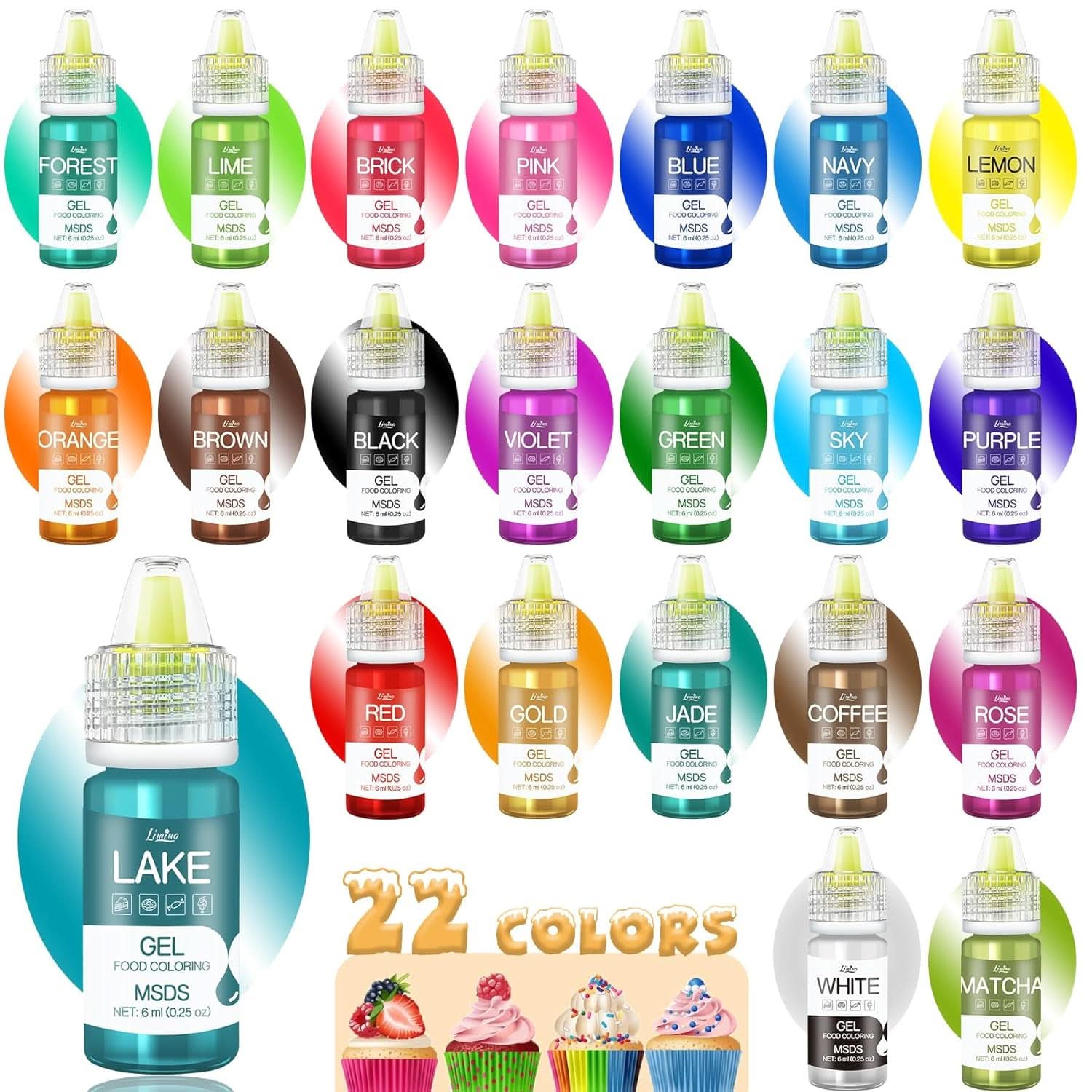 Gelové potravinářské barvivo, nádobky 6 ml a 10 ml Naty Shop