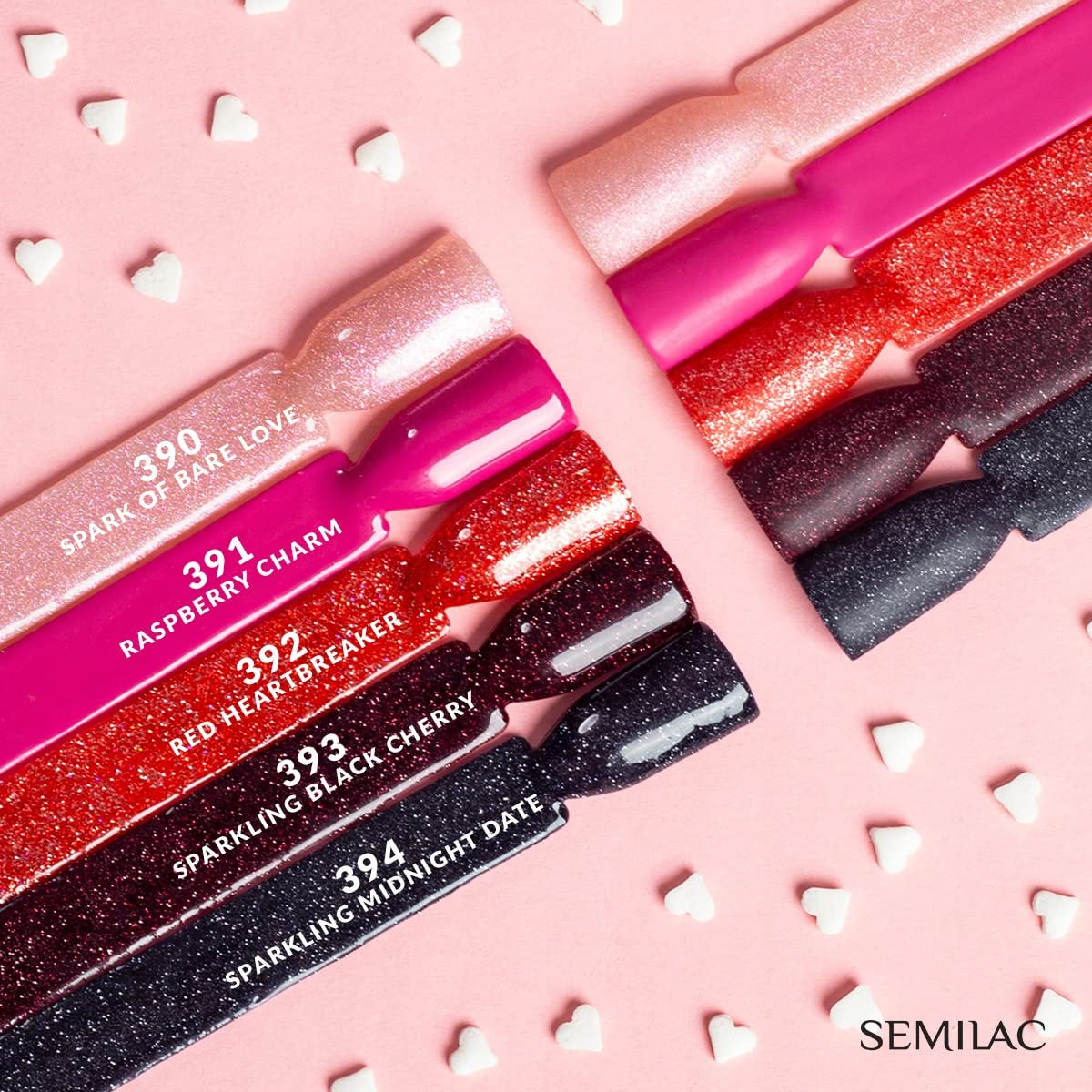 Semilac UV lak na nehty 394 Sparkling Midnight Date 7 ml - Tmavá noční obloha se třpytivým efektem - Kolekce Love Is In The Nails