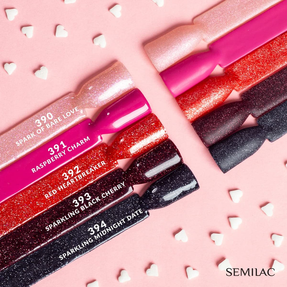 Semilac UV lak na nehty 394 Sparkling Midnight Date 7 ml - Tmavá noční obloha se třpytivým efektem - Kolekce Love Is In The Nails