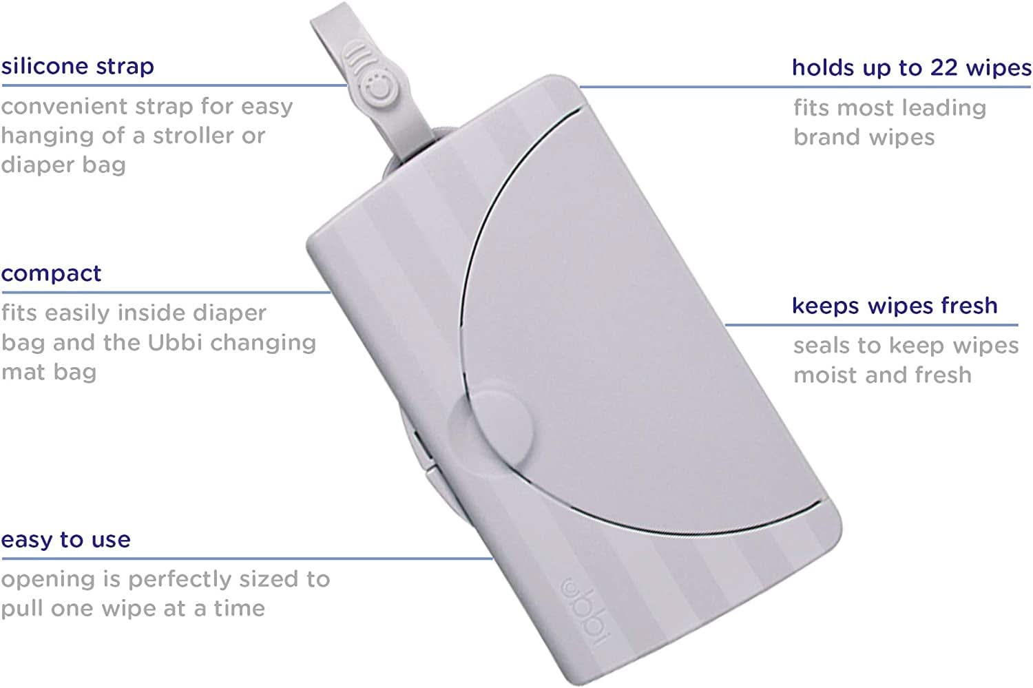 Držák na ubrousky Ubbi on-the-Go Dárek pro miminka, šedé Dětské vlhčené ubrousky Naty Shop
