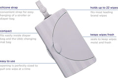 Držák na ubrousky Ubbi on-the-Go Dárek pro miminka, šedé Dětské vlhčené ubrousky Naty Shop