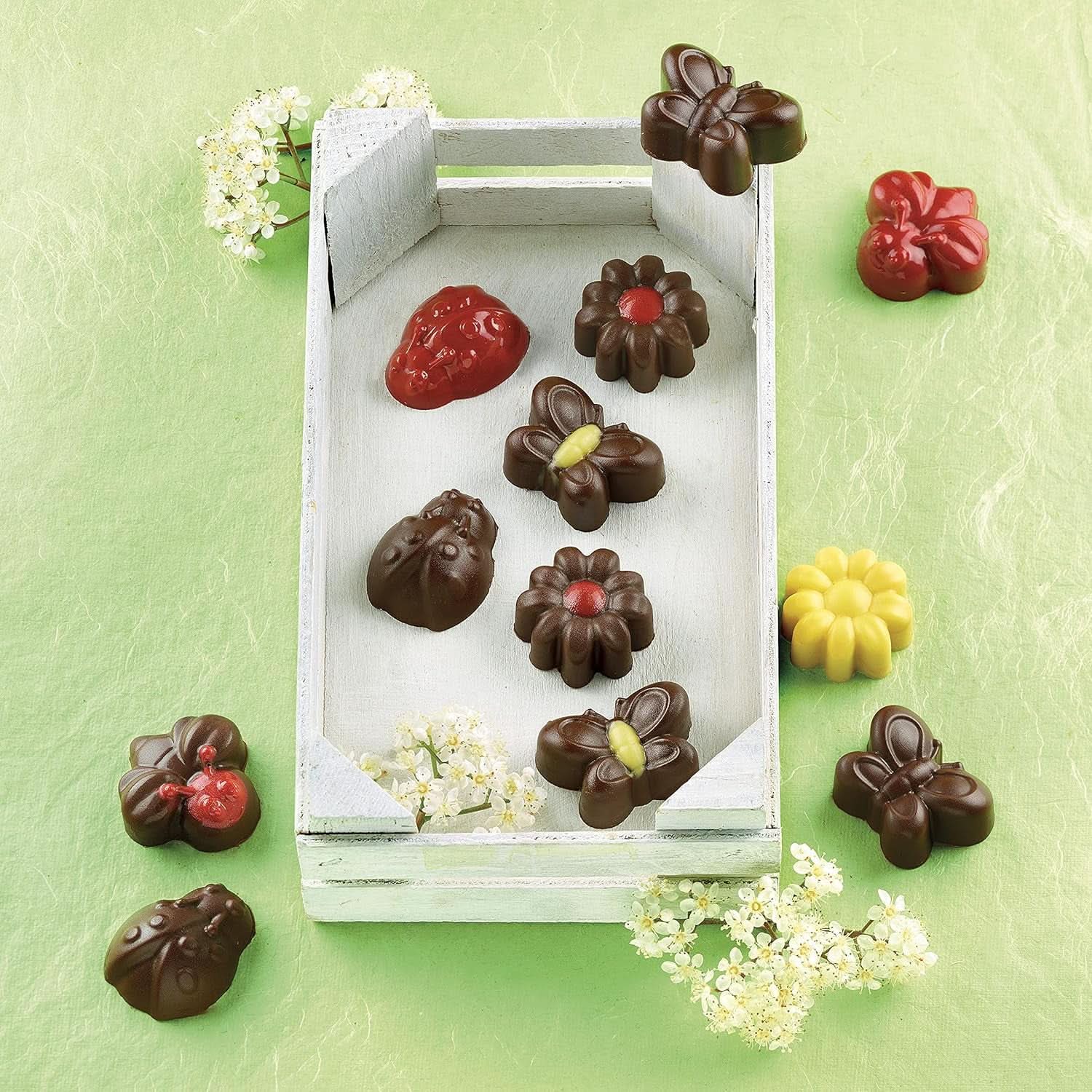 Silikomart 199199, matrita pentru ciocolata, model de Primavara, 15 praline, Maro Bucatarie Naty Shop