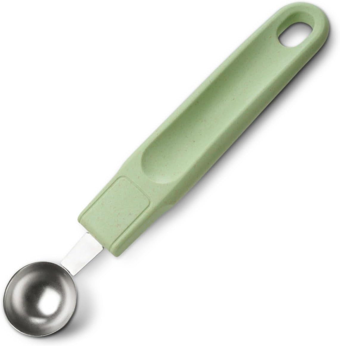 Fackelmann Ecolution Baller – Modelator de fructe și unt din fibre de lemn, bioplastic și oțel inoxidabil – Lingură pariziană de 18 x 3 cm, verde mentă