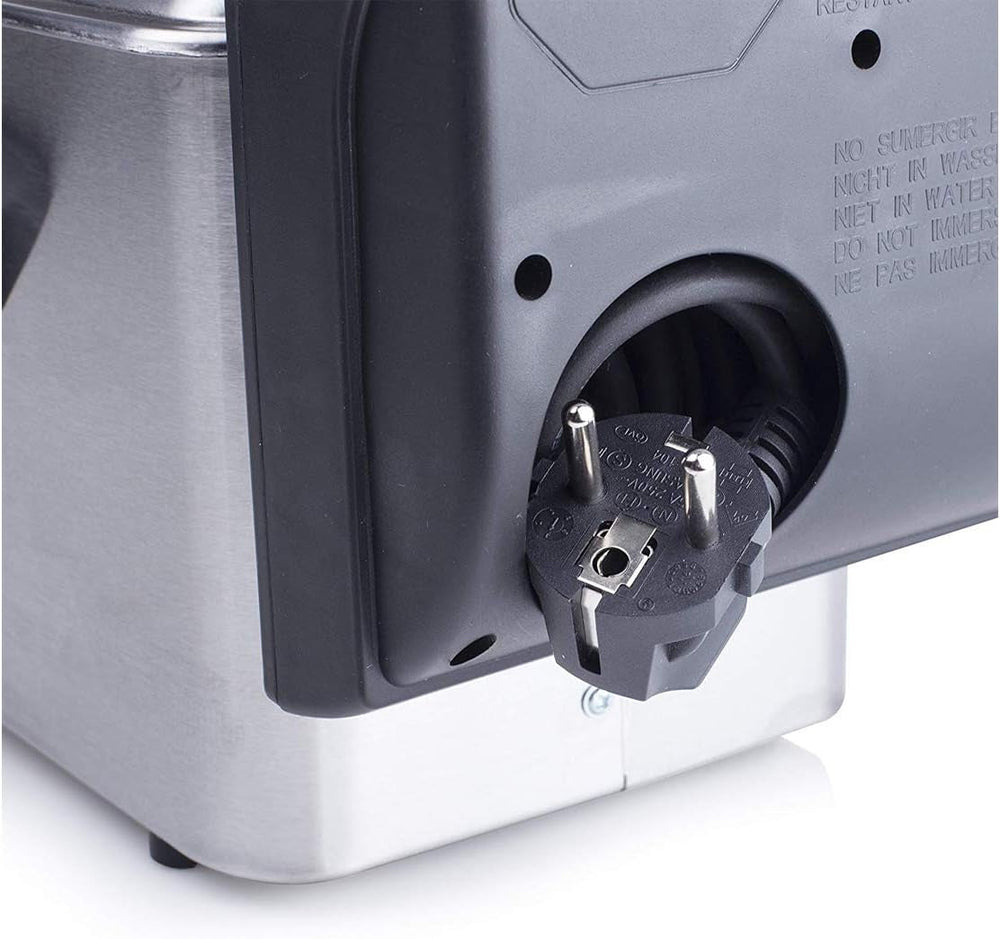 Fritéza Tristar z nerezové oceli – s kapacitou 2 litry, funkcí studené zóny a nastavitelným termostatem až do 190 °C, FR-6919, stříbrná Spotřebiče Naty Shop