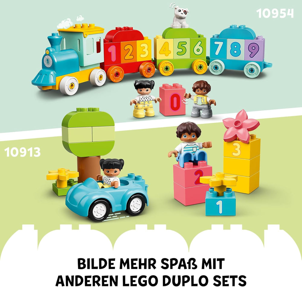 LEGO DUPLO Town ABC Truck, Lernspielzeug für Kleinkinder ab 2 Jahren, ABC-LKW-Spielzeug mit Anhänger und Buchstaben-Steinen, plus Figuren eines Jungen und eines Mädchen, Geschenk für Kinder 10421