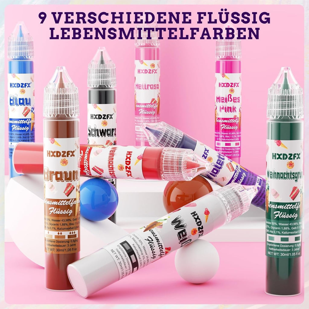 Colorant alimentar - Colorant alimentar lichid, Colorant alimentar foarte concentrat, Coloranți alimentari lichizi pentru copt, Decorare tort, Fursecuri, Macarons, Ouă de Paște, Aluat - 3 × 30ml (Roșu de Crăciun)