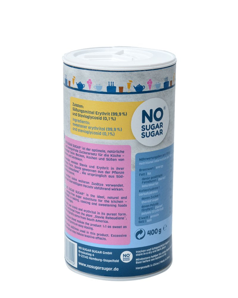 BEZ SUGAR CUKR 400 G Erythrit + Stevia Vegan, 100% Zucker- & Kalorienfreier Zuckerersatz, Zahnfreundlich 1:1 Süße Gegenüber Zucker, Gesunde Alternative Ohne Eigengeschmack Zum Kochen, Backeners Süßen Shop