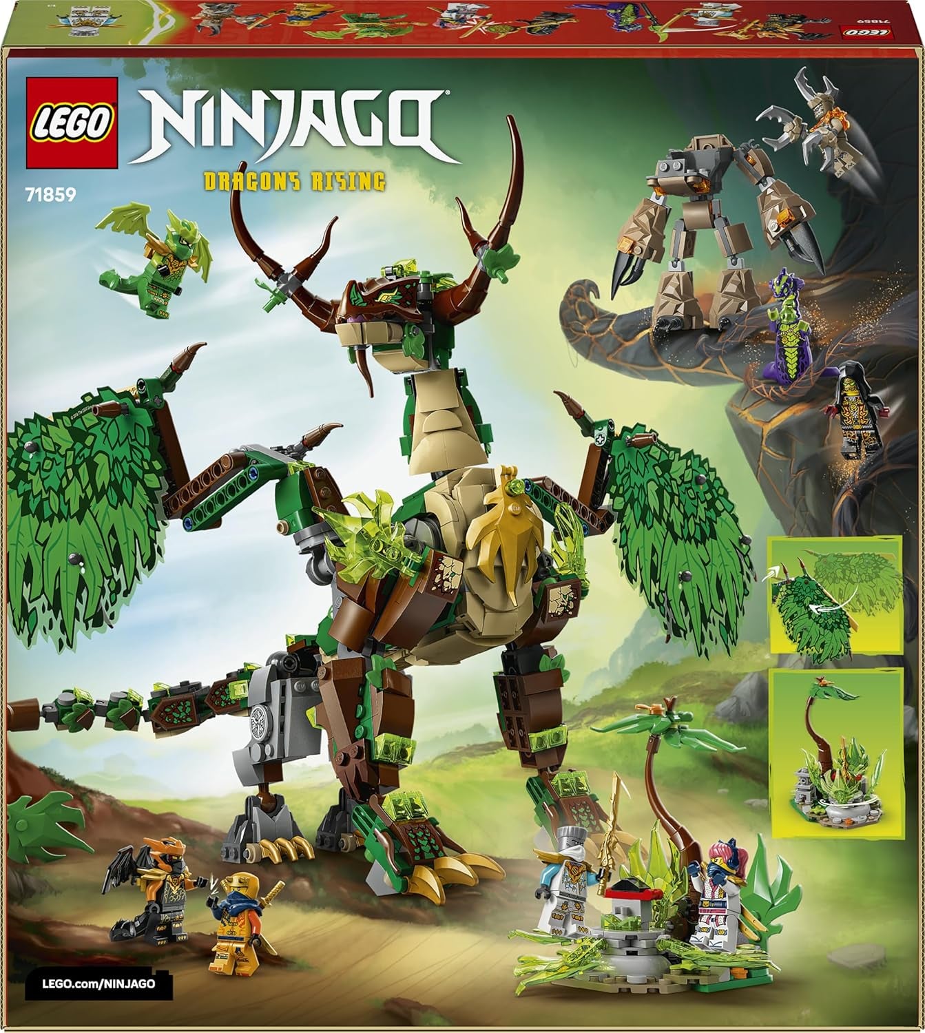 LEGO NINJAGO Der Drache des Lebens - Ninja Spielzeug s Drachenfigur, Mini Monster Mech, 8 Minifiguren a Schwertern - Kreatives Geschenk für Jungen und Mädchen ab 8 Jahren und Fans - 71859