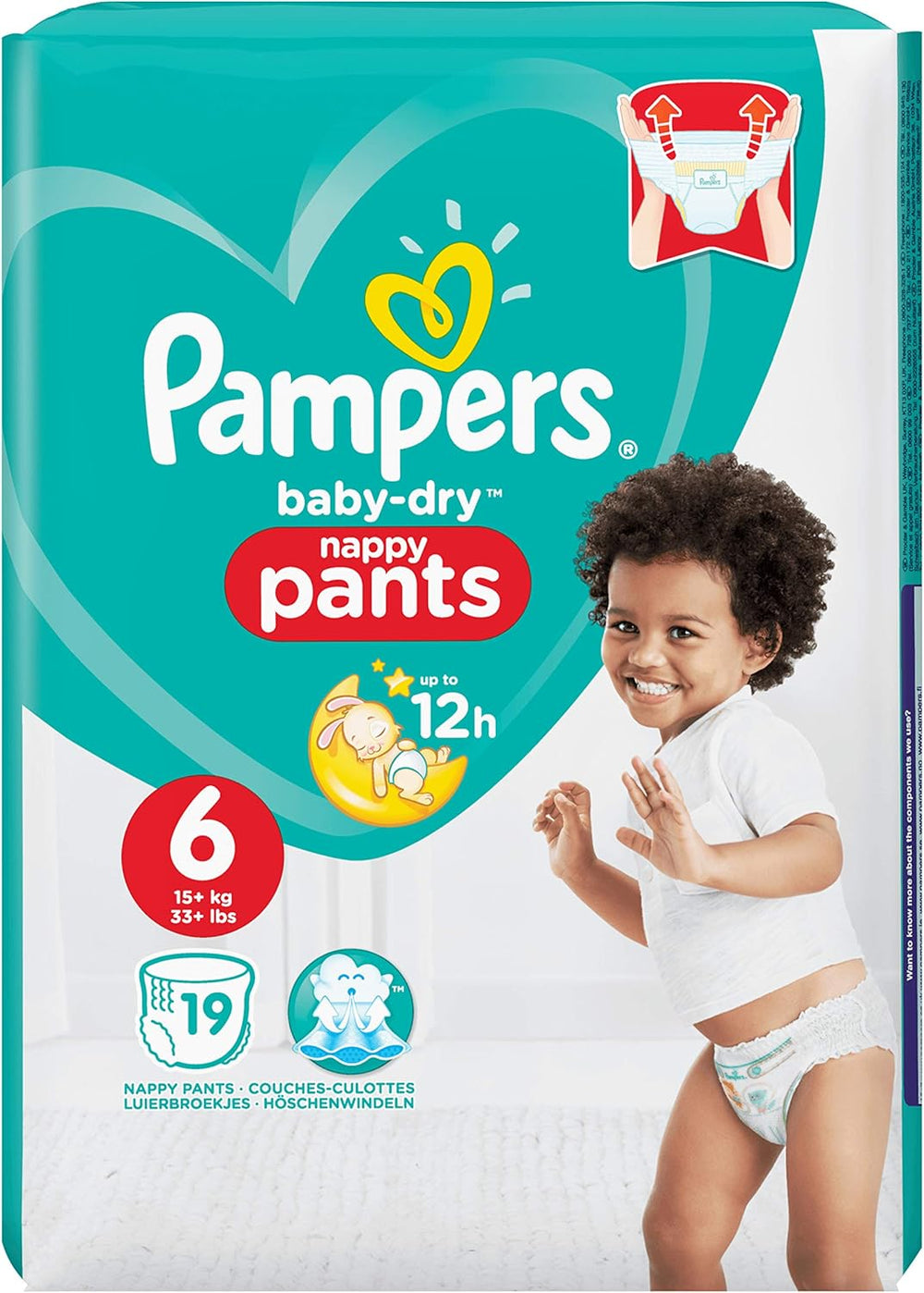 Plenky Pampers Baby-Dry, velikost 8, 43 plen, od 19 kg, balení Jumbo+