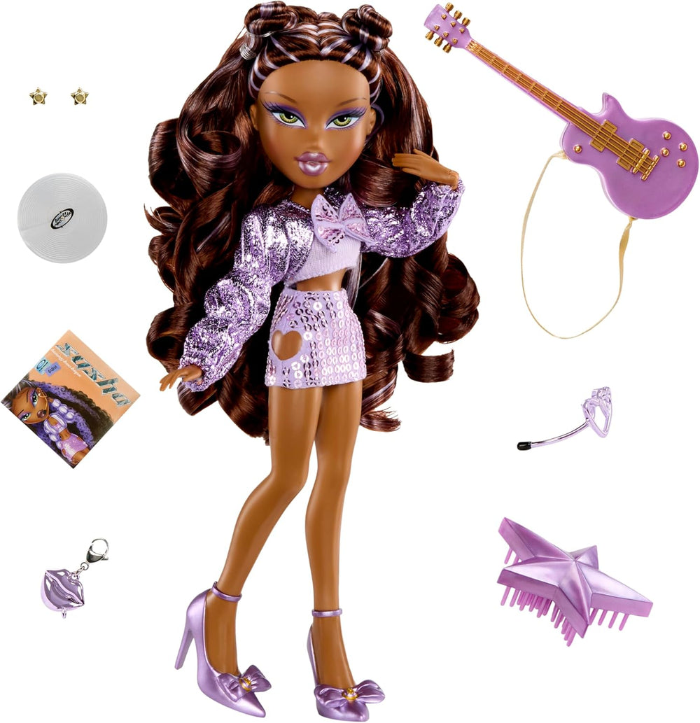 BRATZ Pop Starz Sasha – Păpușă la modă cu breloc de colecție, ținută și accesorii muzicale