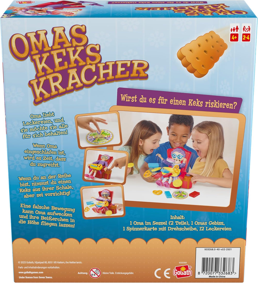 Sušenky babičky Goliáše – zábavná společenská hra pro děti od 4 let, vzrušující hra s odezvou pro celou rodinu, nápad na dárek k narozeninám, stolní hry pro 2 až 4 hráče – 15 min