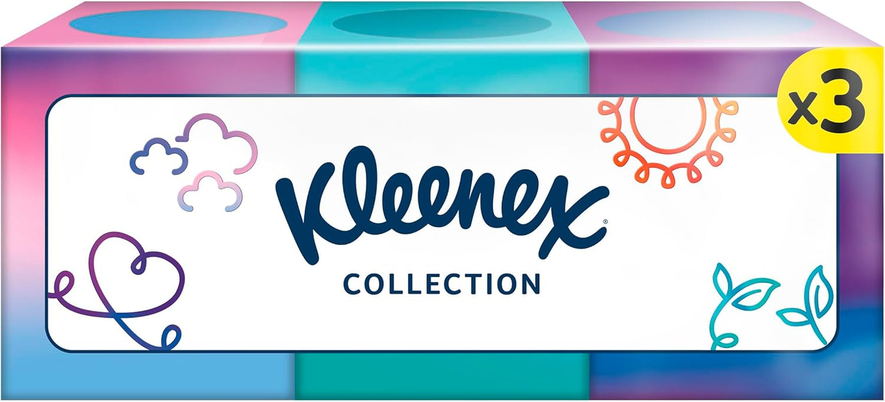 Cutii de șervețele cosmetice Kleenex, Pentru uz zilnic, 3 straturi, Cub de colecție, 12 X 48 șervețele